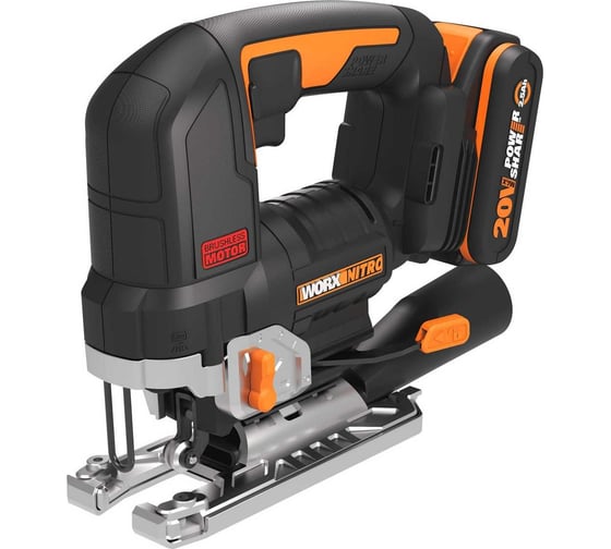 Аккумуляторный бесщеточный лобзик WORX 20 В, 2.5 Ачх1, ЗУ 2 А, кейс WORX WX542 картинка