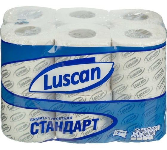 Туалетная бумага Luscan Standart 2 слоя, белая, 21.88 м, 175 листов, 12 рулонов 1223084 картинка